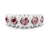 White gold Round Morganite Channel Set Band with X-Prong Detail_6