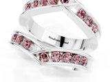 White gold Round Morganite Channel-Set Chevron Band_7