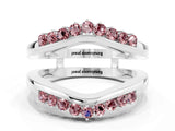 White gold Round Morganite Chevron Contour Band with Prong Setting_6