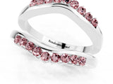 White gold Round Morganite Chevron Contour Band with Prong Setting_7