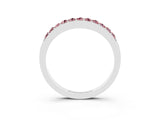 White gold Round Morganite Curved Wedding Band with Channel Setting_9