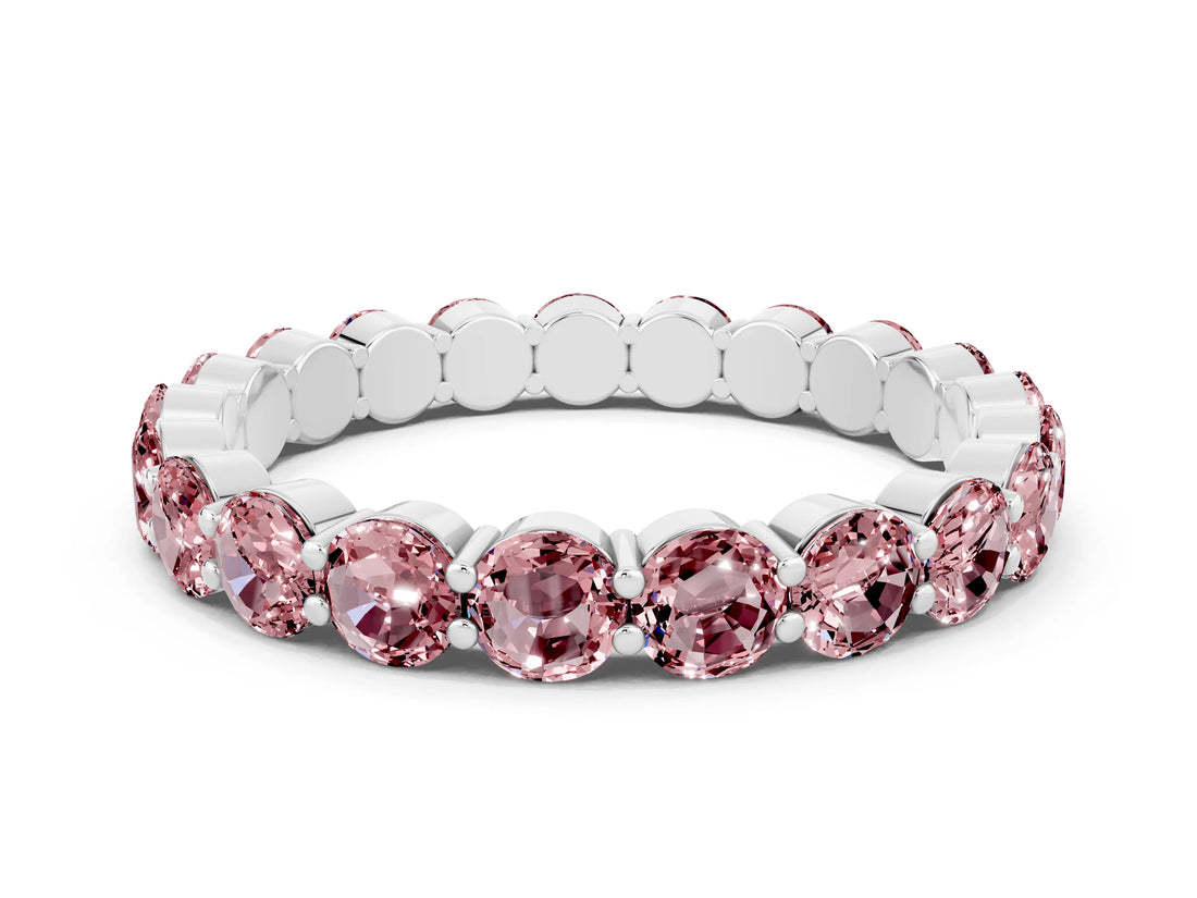 White gold Round Morganite Eternity Band with U-Prong Setting_30