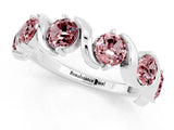 White gold Round Morganite Half Eternity Band with Wave Prong Setting_7