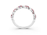 White gold Round Morganite Half Eternity Band with Wave Prong Setting_9