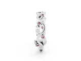 White gold Round Morganite Leaf Eternity Band with Bezel Setting_38