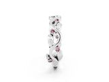 White gold Round Morganite Leaf Eternity Band with Bezel Setting_44