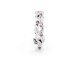 White gold Round Morganite Leaf Eternity Band with Bezel Setting_80