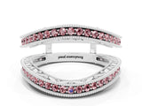 White gold Round Morganite Milgrain Eternity Band with Channel Setting_18