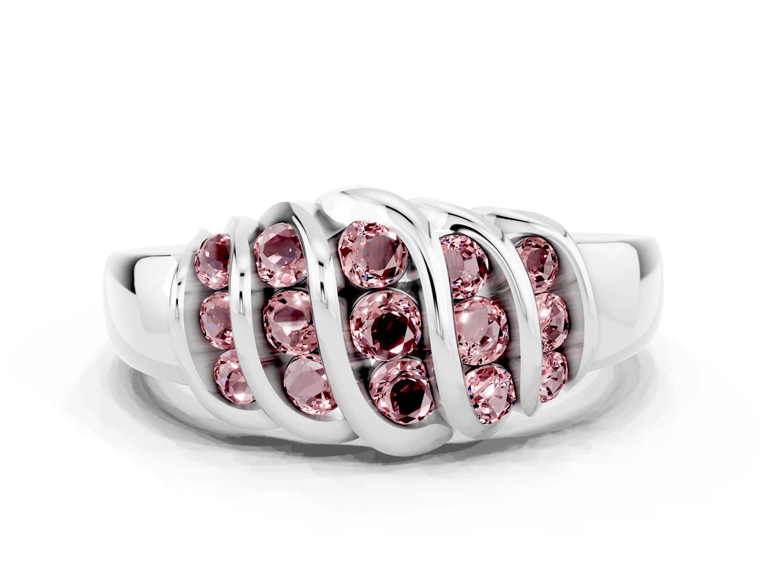 White gold Round Morganite Multi-Row Crossover Band_6