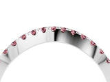White gold Round Morganite Pavé Curved Band with Shared Prong Setting_10