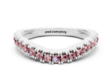 White gold Round Morganite Pavé Curved Band with Shared Prong Setting_6