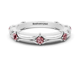 White gold Round Morganite Prong Set Milgrain Eternity Band_18