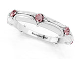 White gold Round Morganite Prong Set Milgrain Eternity Band_7