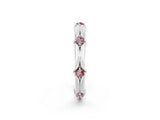 White gold Round Morganite Prong Set Milgrain Eternity Band_8
