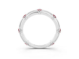 White gold Round Morganite Prong Set Milgrain Eternity Band_9
