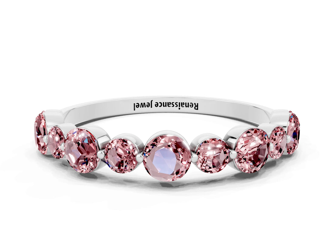 White gold Round Morganite Scalloped Prong Set Eternity Band_18