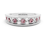 White gold Round Morganite Twist Milgrain Band with Bezel Setting_12
