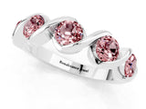 White gold Round Morganite Wave Band with Channel Setting and Shared Prongs_7