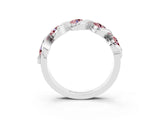 White gold Round Morganite Wave Band with Channel Setting and Shared Prongs_9
