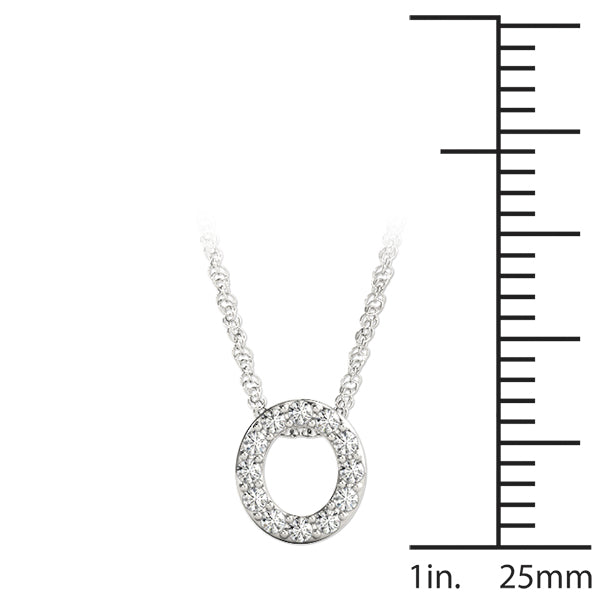 Silver Round Pavé Diamond Circle Pendant