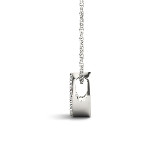 Silver Round Pavé Diamond Circle Pendant