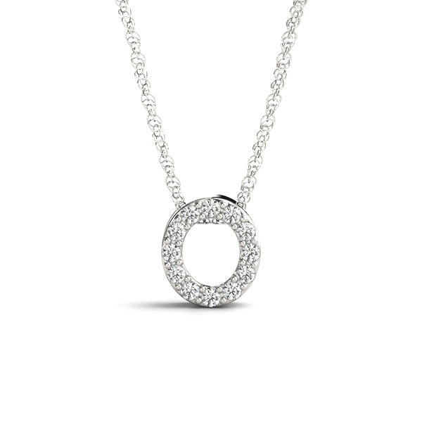 White gold Round Pavé Diamond Circle Pendant