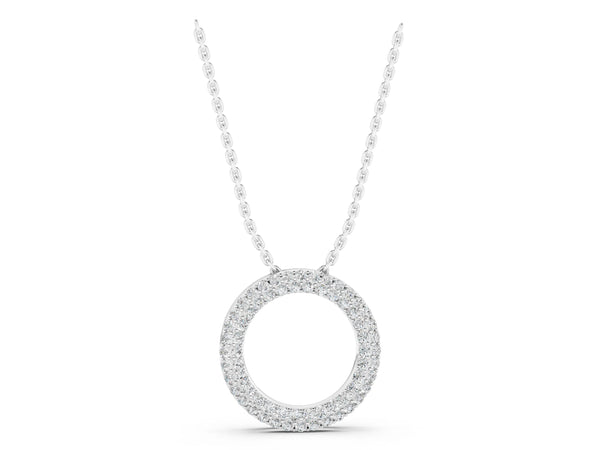 White gold Round Pavé Diamond Circle Pendant