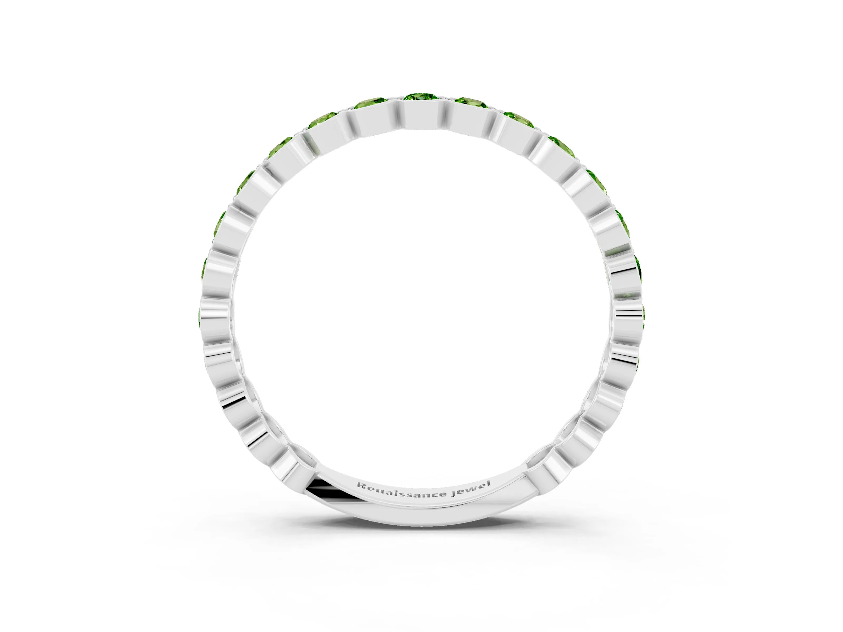 White gold Round Peridot Bezel Set Eternity Band_21
