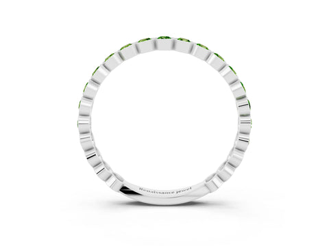 White gold Round Peridot Bezel Set Eternity Band_21