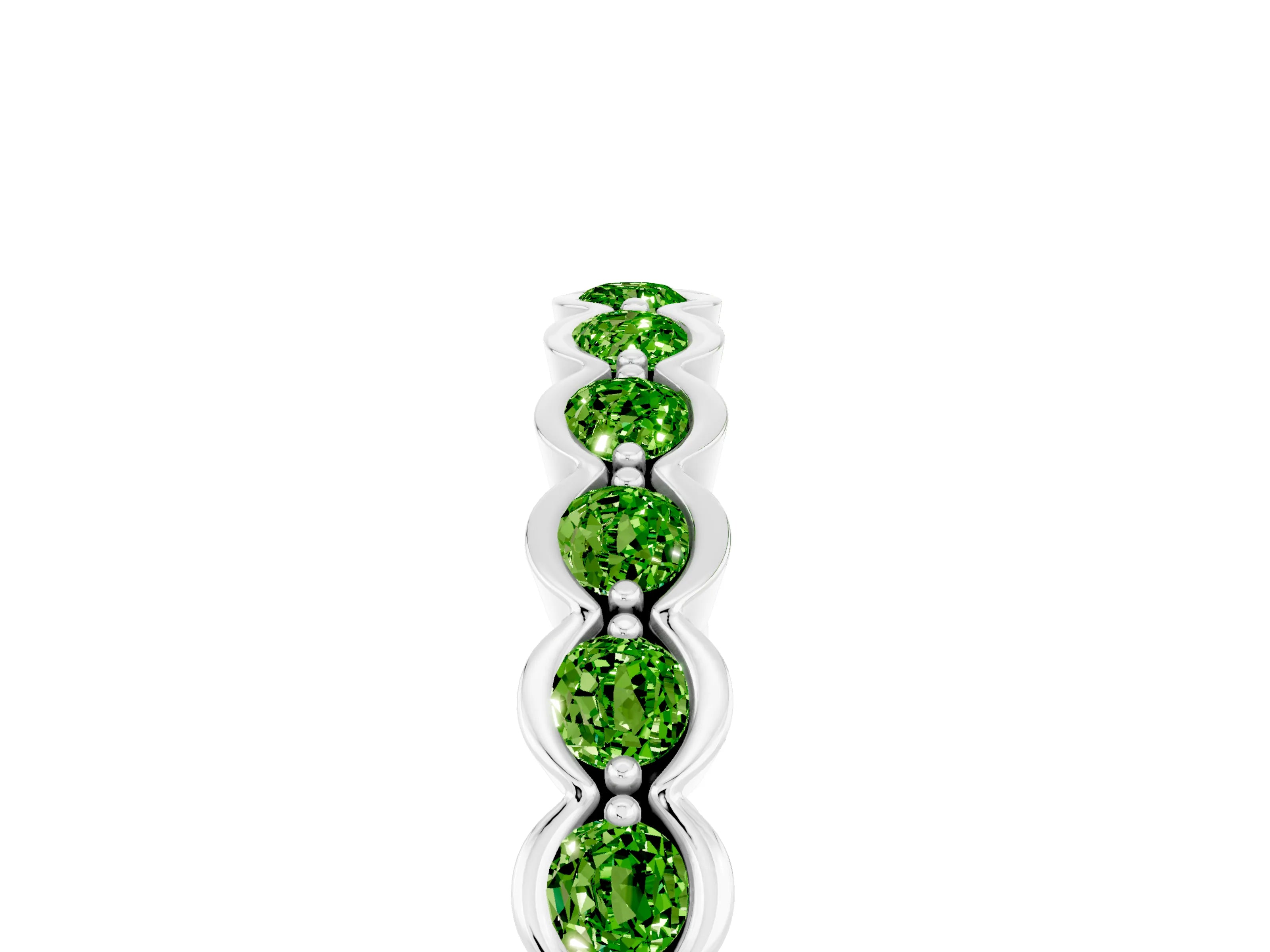White gold Round Peridot Bezel Set Eternity Band_23