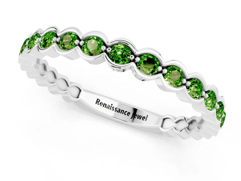 White gold Round Peridot Bezel Set Eternity Band_7