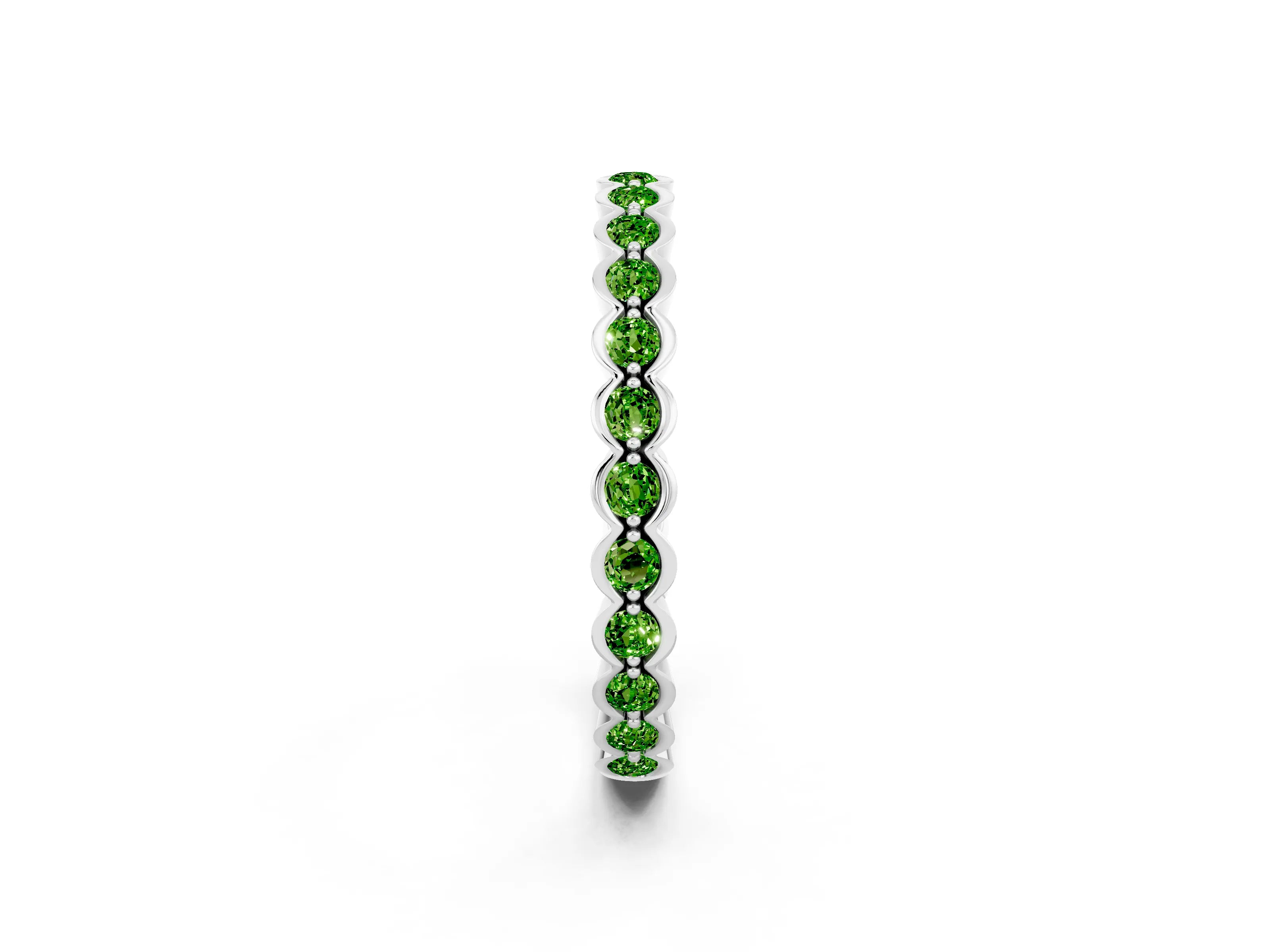 White gold Round Peridot Bezel Set Eternity Band_8