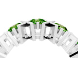 White gold Round Peridot Channel Set Band with X-Prong Detail_10