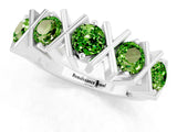 White gold Round Peridot Channel Set Band with X-Prong Detail_7