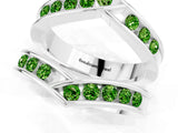 White gold Round Peridot Channel-Set Chevron Band_7