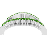 White gold Round Peridot Chevron Contour Band with Prong Setting_10