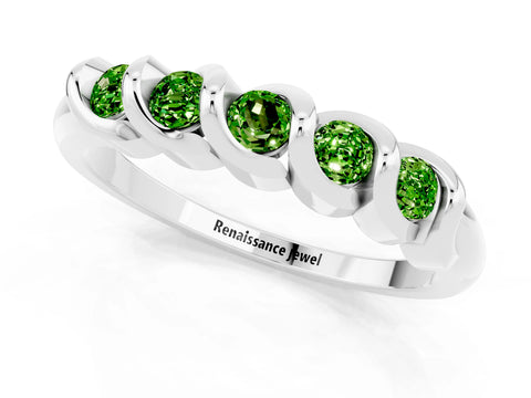 White gold Round Peridot Eternity Band with Twist Prong Setting_13