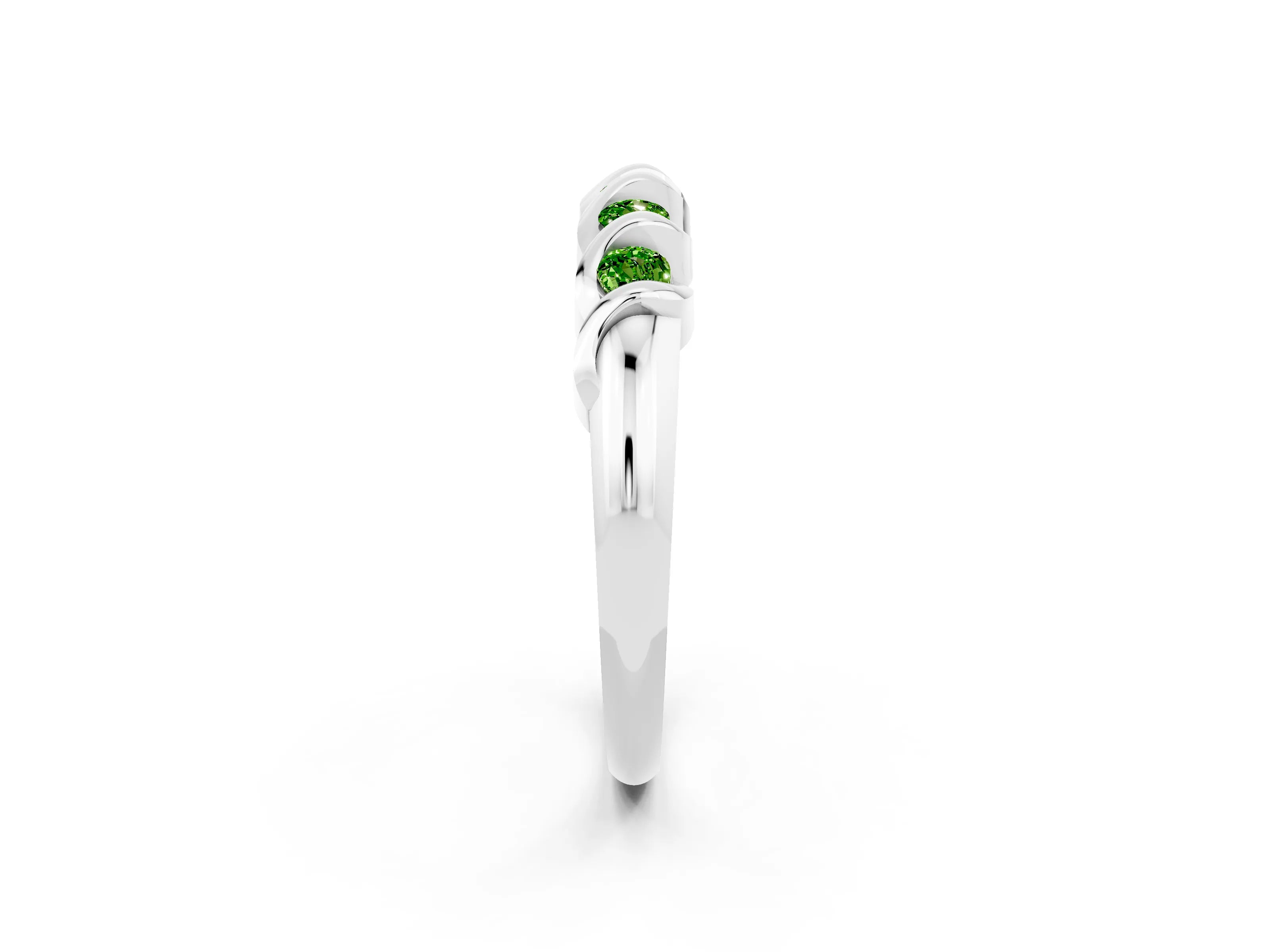 White gold Round Peridot Eternity Band with Twist Prong Setting_14