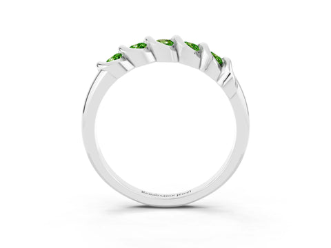 White gold Round Peridot Eternity Band with Twist Prong Setting_15