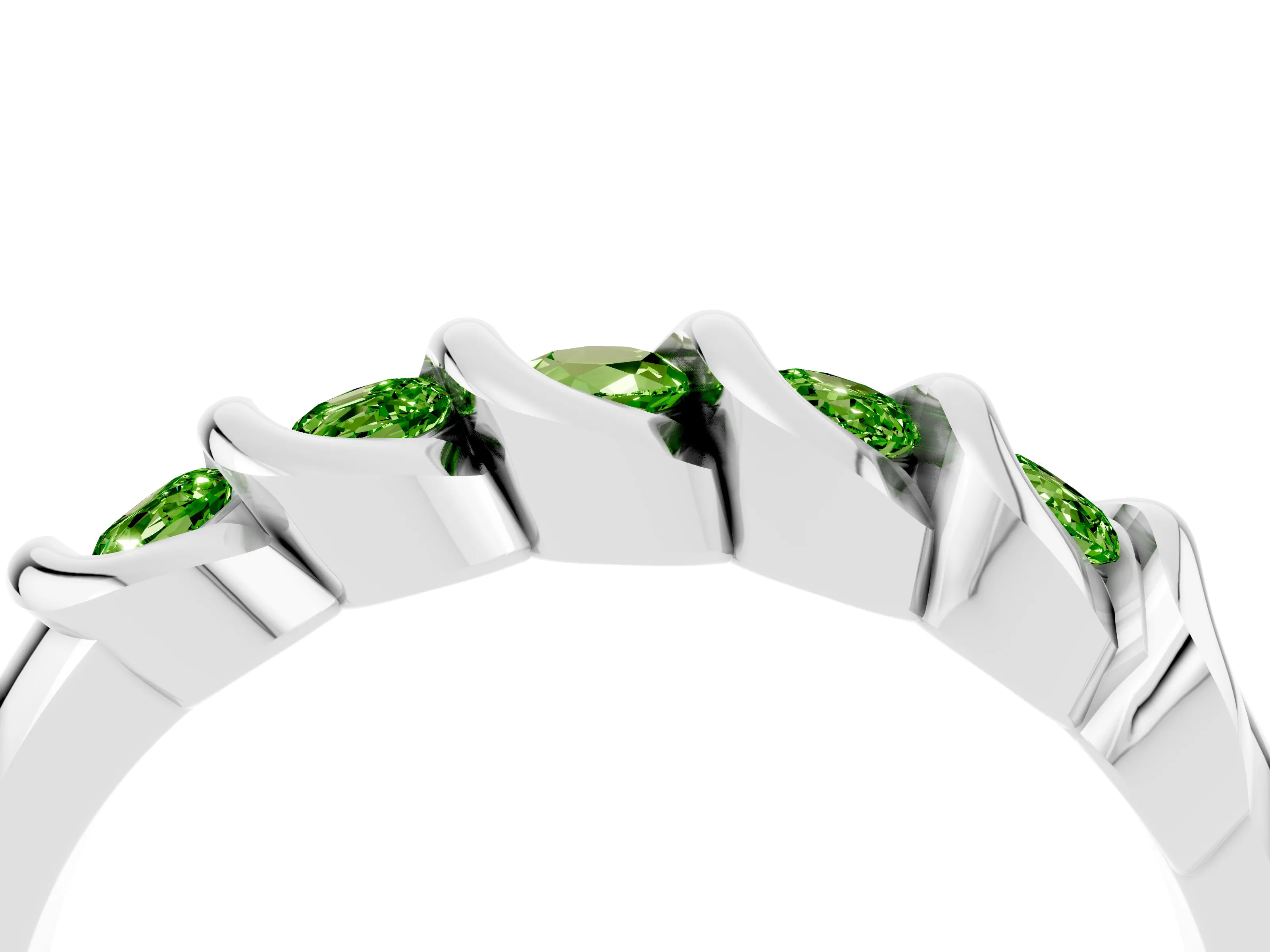 White gold Round Peridot Eternity Band with Twist Prong Setting_16