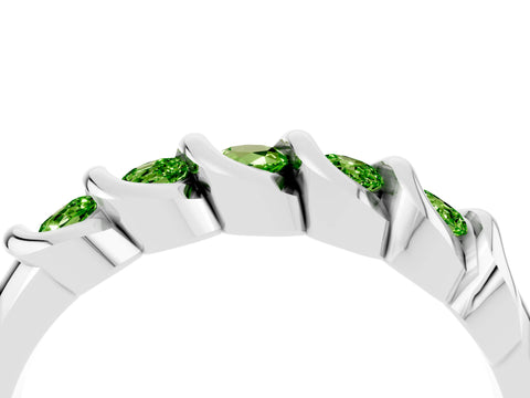White gold Round Peridot Eternity Band with Twist Prong Setting_16