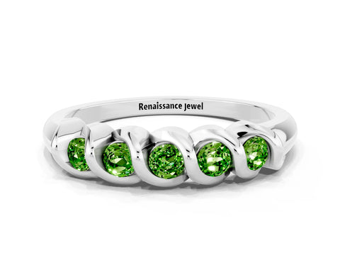 White gold Round Peridot Eternity Band with Twist Prong Setting_19