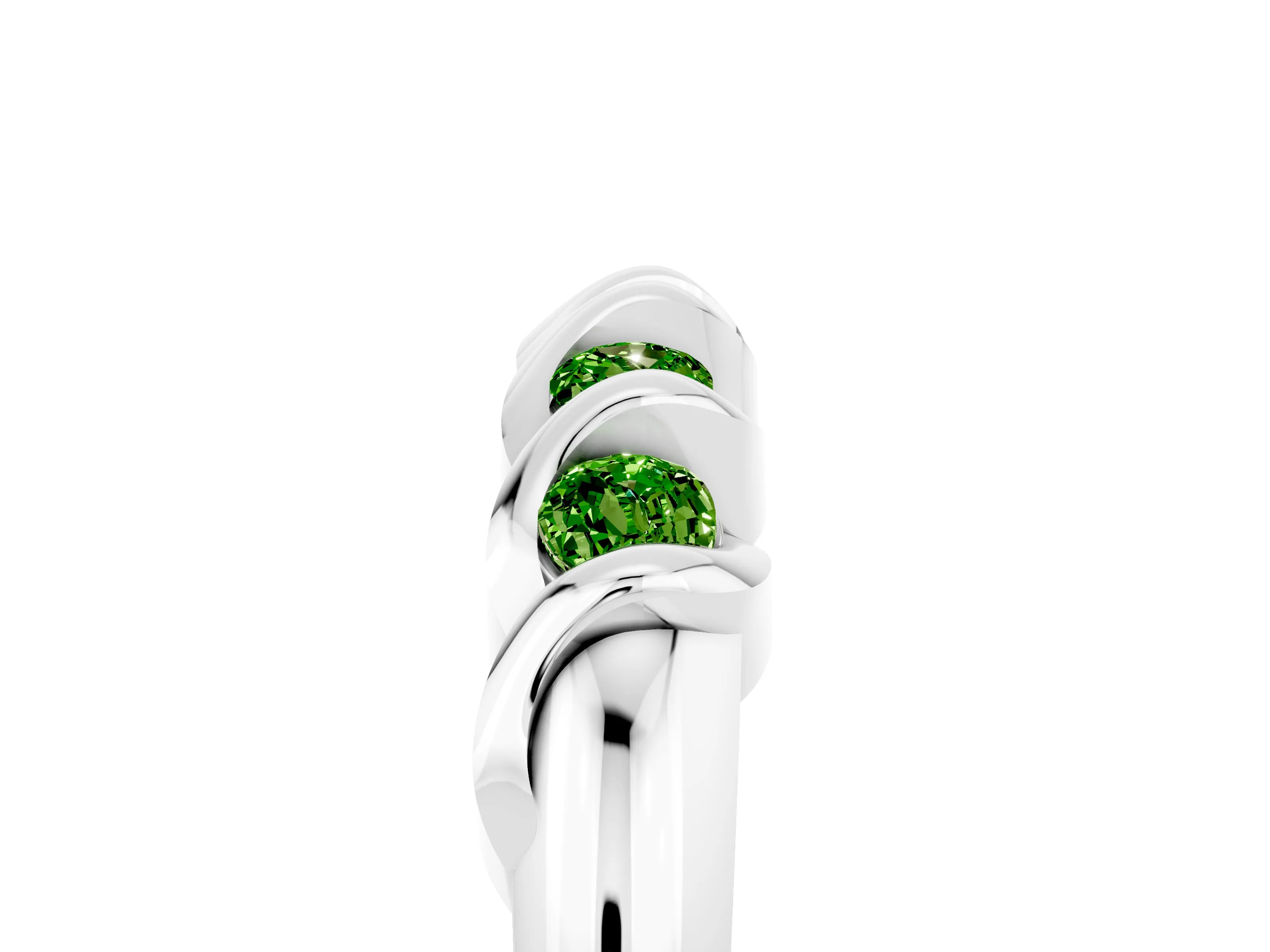 White gold Round Peridot Eternity Band with Twist Prong Setting_24