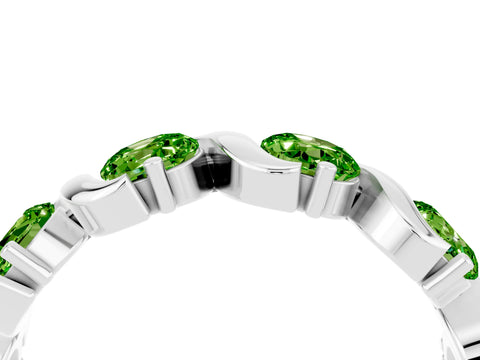 White gold Round Peridot Half Eternity Band with Wave Prong Setting_10