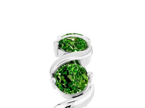 White gold Round Peridot Half Eternity Band with Wave Prong Setting_11