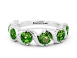 White gold Round Peridot Half Eternity Band with Wave Prong Setting_6