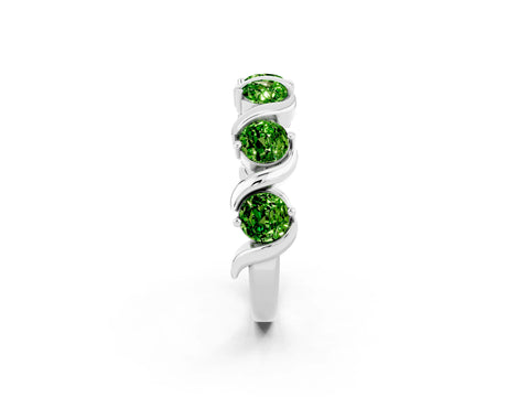 White gold Round Peridot Half Eternity Band with Wave Prong Setting_8