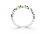 White gold Round Peridot Half Eternity Band with Wave Prong Setting_9
