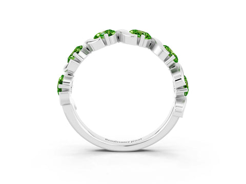 White gold Round Peridot Half Eternity Band with Wave Prong Setting_9