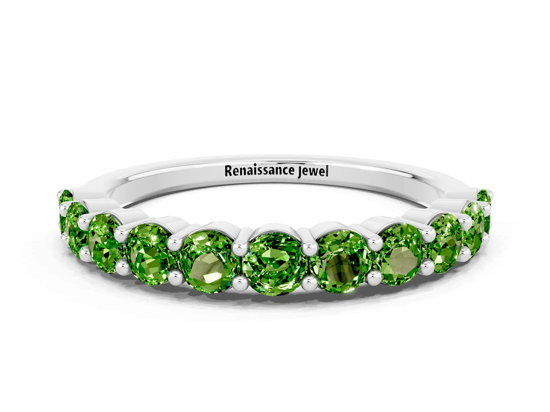 White gold Round Peridot Half-Eternity Prong-Set Band_6